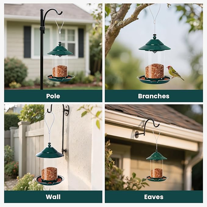 Metal Bird Feeder for Outdoors – 2.4LB Hanging Bird Feeder with 360-degree, Weatherproof & Rust-Resistant, Easy to Fill & Clean for Wild Bird Feeders in Backyard & Garden(2pcs)