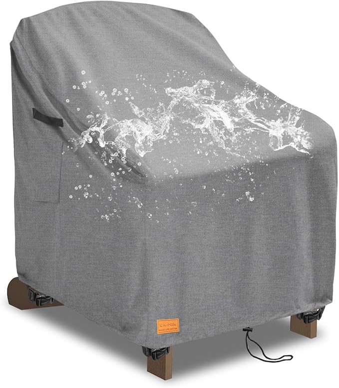 Outdoor Adirondack Chair Covers 28W x 32D x 35H Inches, Patio Furniture Covers Waterproof Heavy Duty Outdoor Swivel Chair Cover,Gery