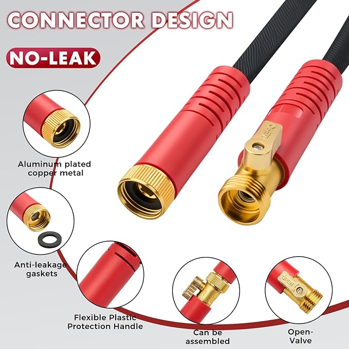 Upgraded 100FT Non-Expanding Garden Hose, Lightweight, Flexible Ultra-Light Water Hose, Burst-Resistant, Lead-Free, Anti-Kink, High-Pressure