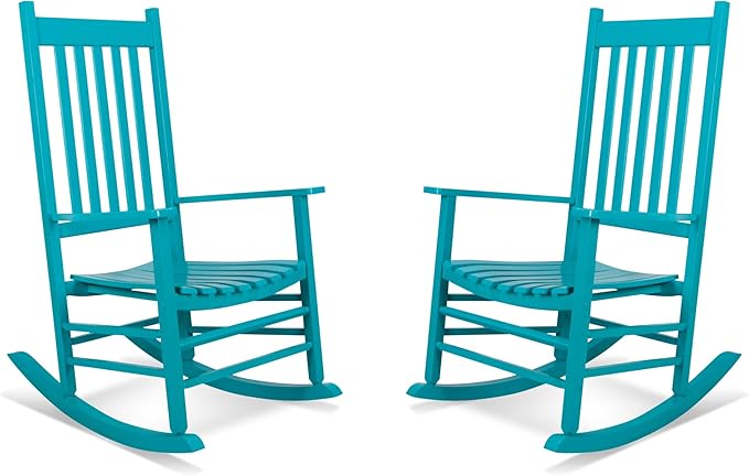 Shine Company Vermont Rocking Chairs, Outdoor Front Porch Rocker Set of 2, Aruba