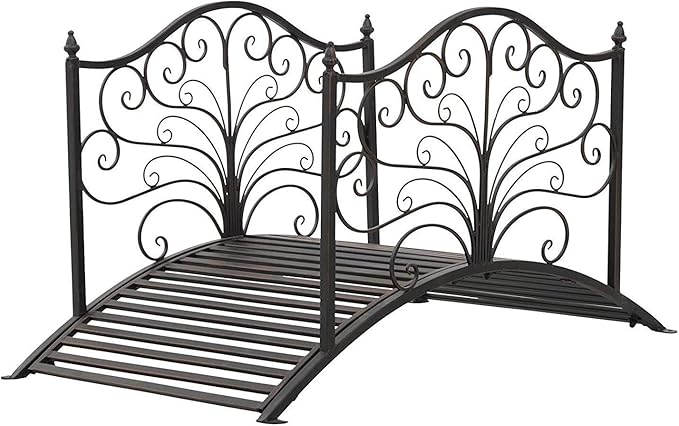 Misc 4-Foot Arched Metal Decorative Garden Bridge Black Farmhouse