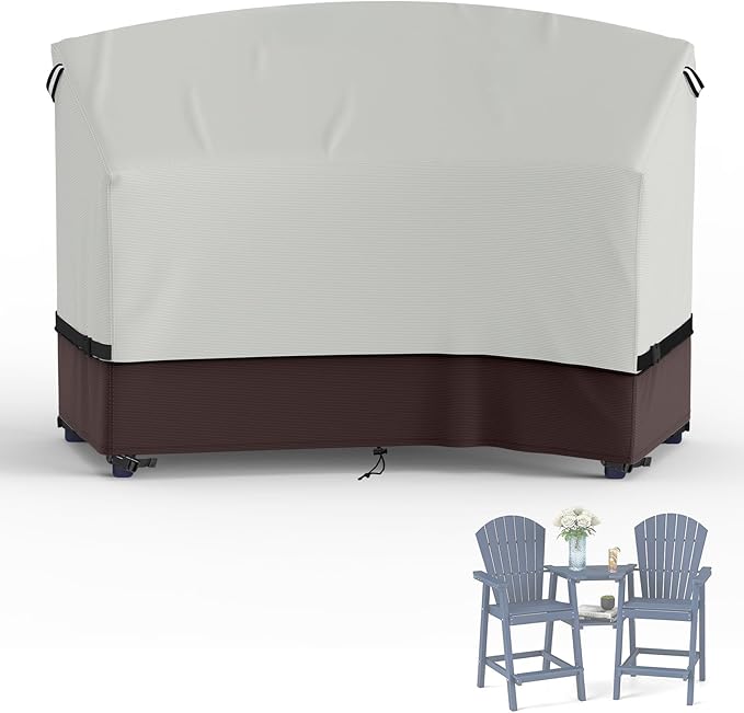 STARTWO Adirondack Chair Cover,Outdoor Waterproof Cover for Tall Adirondack Chair Set of 2 with Table,Beige&brown Waterproof Oxford for All-Season Protection(81"Wx30''Dx49''H)