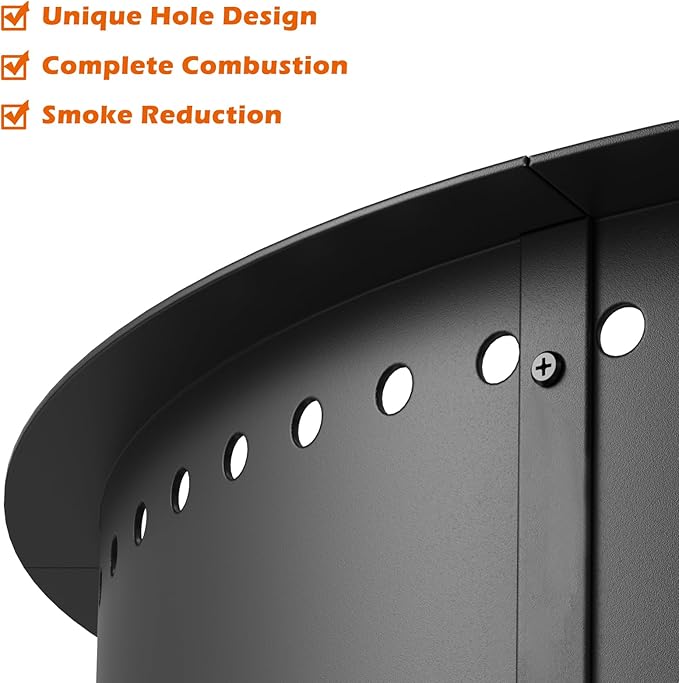 mapleway Smokeless Fire Pit Ring, 42inch Large Round Portable Metal Firepit Accessories for Outside Wood Burning Patio Camping Bonfire Campfire