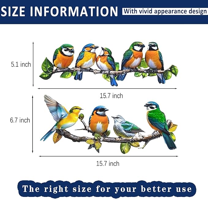 Metal Bird Outdoor Wall Art Decor - Hummingbird Wall Silhouette Art, Bird on Branch Wall Sculpture Hanging Indoor Outdoor for Your Yard, Garden and Patio (2 Pack)