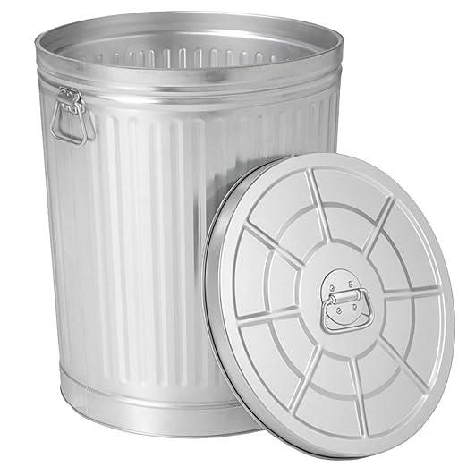 Gardenised Round Galvanized Steel, 26 Gallon Trash Can with Lid - Durable Metal Bucket for Backyard, Lawn, Garden and Yard Use - Weather-Resistant Garbage Can for Indoor and Outdoor, 28-inch