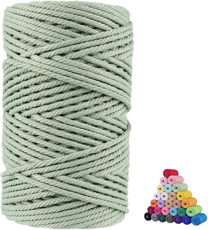 FLIPPED 100% Natural Cotton Macrame Cord,5mm x110 Yards Macrame Cords Colored Cotton Macrame Rope Craft Cord for DIY Crafts Knitting Plant Hangers Christmas Wedding Décor（Light Green）…