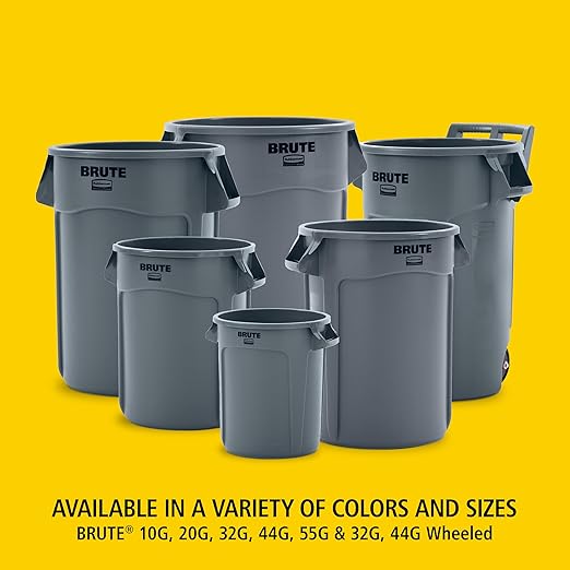 Rubbermaid Commercial Products BRUTE Heavy-Duty Round Trash/Garbage Can, 32-Gallon, Black, Waste Container Home/Garage/Bathroom/Outdoor/Driveway