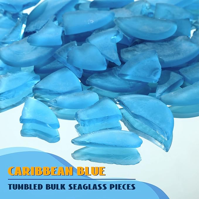 Jetec 11 oz Sea Glass for Crafts Pieces Decor Flat Frosted Sea Glass Vase Filler Crushed for Beach Wedding Party Decor Home Aquarium DIY Craft Supplies(Ocean Blue)