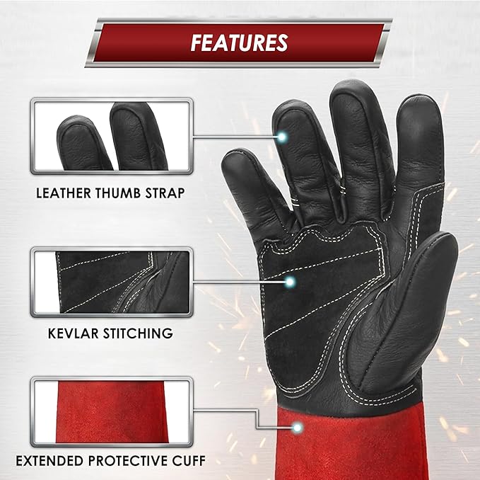 bestarc Leather Forge MIG Welding Gloves, 932℉ Heat Resistant Welding Gloves with Kevlar Stitching for MIG, TIG, Stick, Forge
