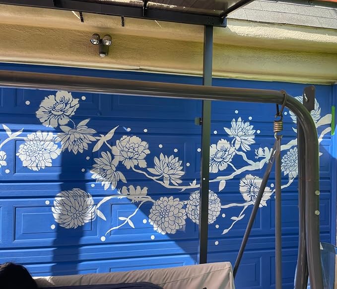 Large Flower Stencils for Walls 14inch Fence Stencil for Outdoor Floral Stencils Reusable Daisy Peony Stencil for Wood Garden Fence Furniture Fabrics DIY Decor
