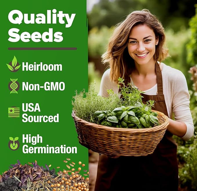 HOME GROWN 15 Herb Seeds for Planting 5,100+ Non-GMO Heirloom Seeds | Extra Large Variety Pack Herb Kit – Indoor Outdoor & Hydroponic | Culinary Seed Set | Grow Your Own Herbs | Gardening Gift