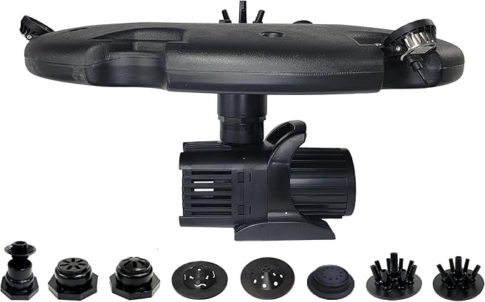 HALF OFF PONDS Floating Fountain – 1.5 HP Pond Aerator with 200' Cord – 12,500 GPH Water Pump –11 Spray Patterns - Energy-Efficient - White LED Lights - for Large Ponds, Lakes & Water Gardens