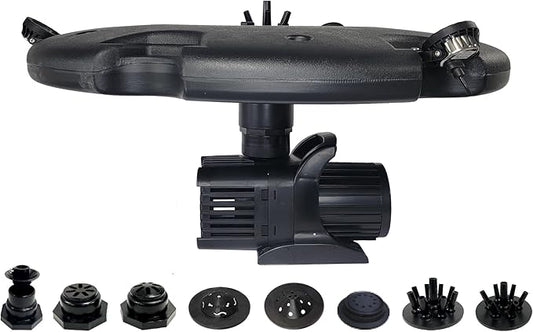 HALF OFF PONDS Floating Fountain – 1.2 HP Pond Aerator, 100' Cord – 10,000 GPH Water Pump – 11 Spray Patterns - Energy-Efficient – White LED Lights - for Large Ponds, Lakes & Water Gardens