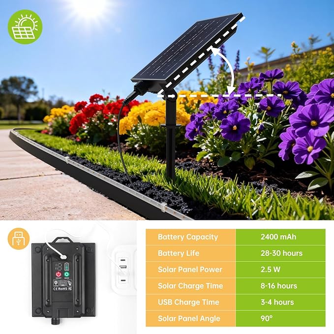 Landscape Edging with Solar String Lights, 33FT, 2in Depth, Metal Stakes & Light Remote, No-Dig Garden Edging with Timer & 19 Light Modes Landscape Border for Curved Straight Beds, Black