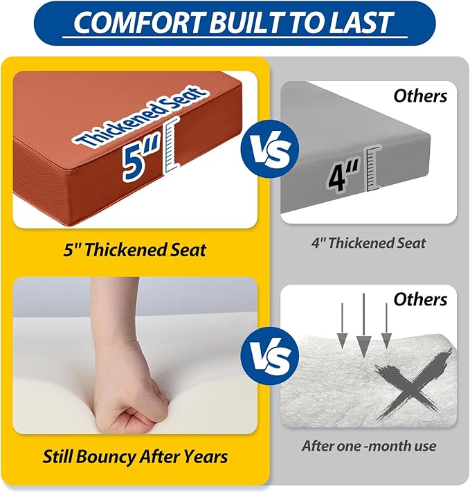 AAAAAcessories Outdoor Seat Cushions for Chairs, Fade-Resistant, Waterproof Patio Furniture Replacement Cushions, 23" x 23" x 5" + 23" x 13.5", Rust