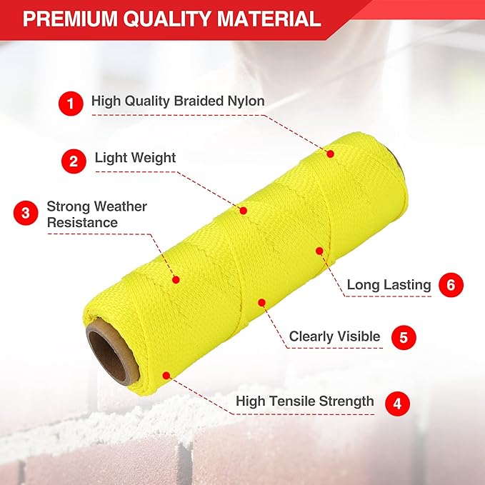 Goldblatt Mason Line, 250 Feet #18 Braided Nylon String, Perfect for Gardening or Masonry Tools