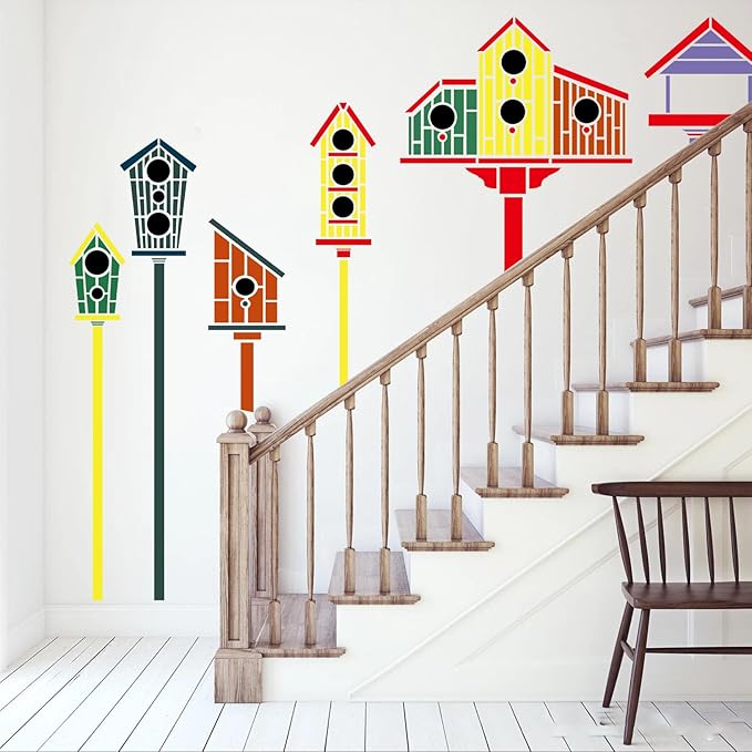 Garden Fence Stencils for Outdoor Large Bird House Stencils Reusable Drawing Stencil for Garden Fence Room Wall Wood Furniture