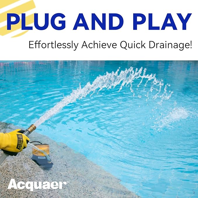 Acquaer Sump Pump Submersible Water Pump for Water Removal in Hot Tubs, Pools, Basements, and Garden Ponds, 1/2HP 2906GPH