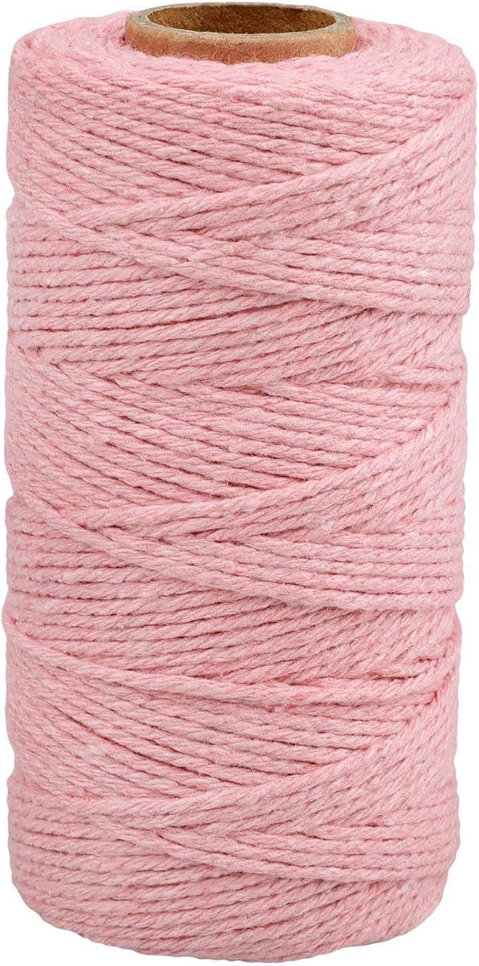 G2PLUS Pink Cotton String, 2MM 328 Feet Natural Cotton String for Crafts, Valentine's Day Twine for Gift Wrapping, Home Decor, Holiday Decor