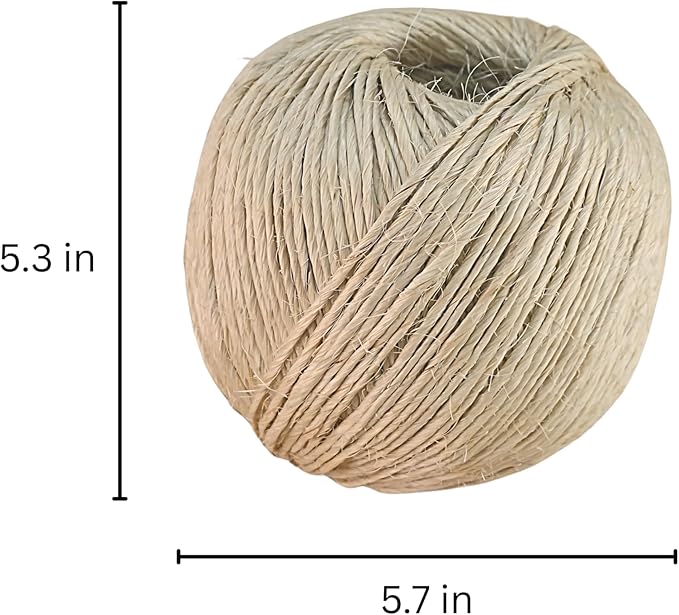 Premium Brazilian Sisal Twine, Natural Fiber 100% Sisal, Heavy-Duty, Ultra Durable, Ideal for DIY Projects, Home Decor, Gardening, Crafting, Gifting, Wrapping (1640 ft / 500 m Ball)