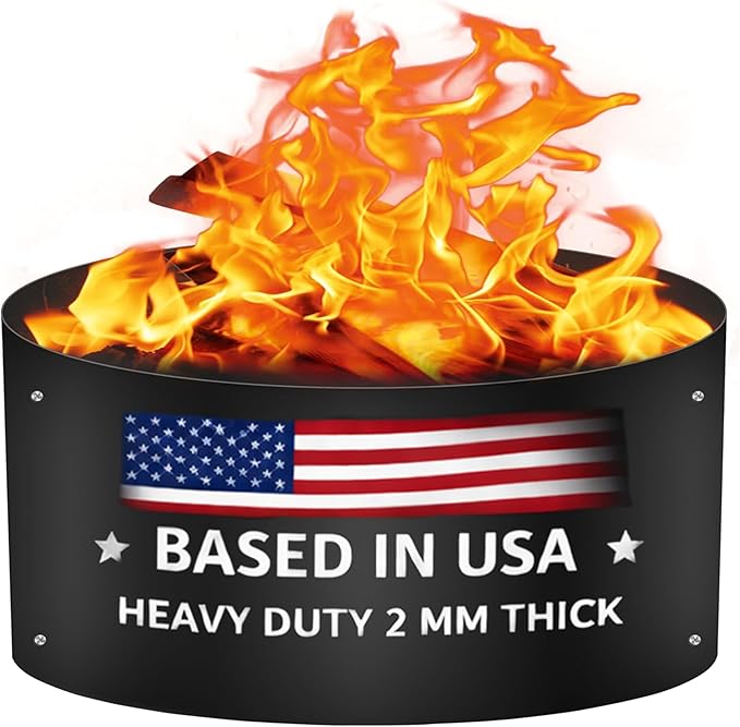 Fire Rings for Outdoors Heavy Duty – fire Pit Ring 48 inch – No Bottom Round DIY fire Pit Liner - Above or In-Ground fire Ring for Outdoor Garden Patio Camping Bonfire