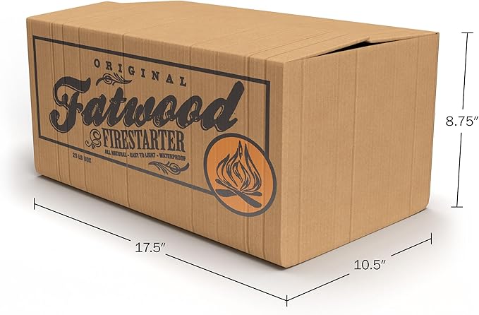 Fatwood Fire Starter Sticks 25lb Box - Indoor or Outdoor All Natural Pine Fire Starters for Campfires, Fireplace, Firepit, Wood Stove, or BBQ Grill - Kindling Wood Firewood Lighter by Pure Garden