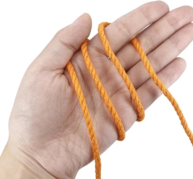 Leecogo 4.5mm Jute Rope 100 Feet Natural Craft Rope Twine String Perfect for Home Gardening Macrame Arts Crafts DIY Cat Scratching Post Replacement Repairing Recovering Cats Toy Making,Marigold