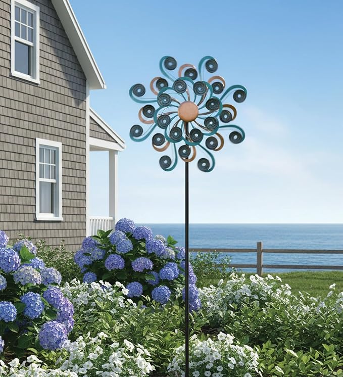 Regal Art & Gift Shell Wind Spinner – Metal Yard Decorations Outdoor | Kinetic Garden Spinner for Lawn, Pathway, or Flower Bed | Weather-Resistant Outdoor Sculpture - 85 Inch