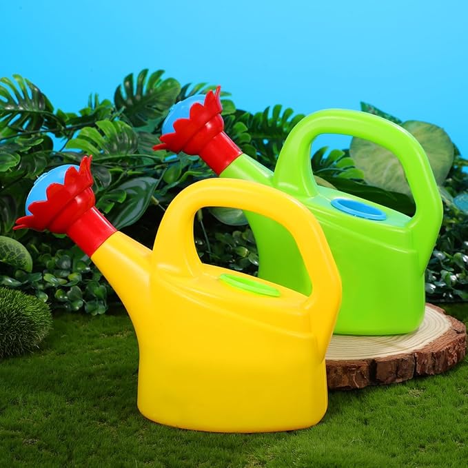 STOBOK 2Pcs Kids Watering Can Toys – Small Plastic Watering Kettles for Toddlers, Beach & Bath Toys, Garden Tools for Indoor & Outdoor Playing (Random Color)