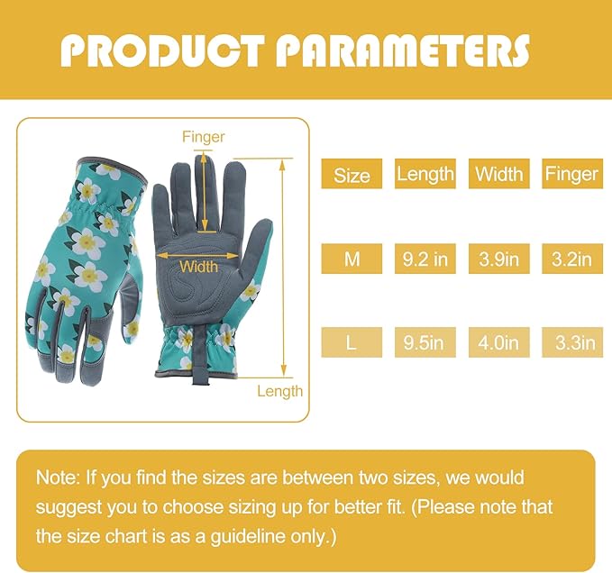 Baidast Garden Gloves, Breathable Leather Gardening Gloves Thorn Proof for Digging, Planting, Pruning