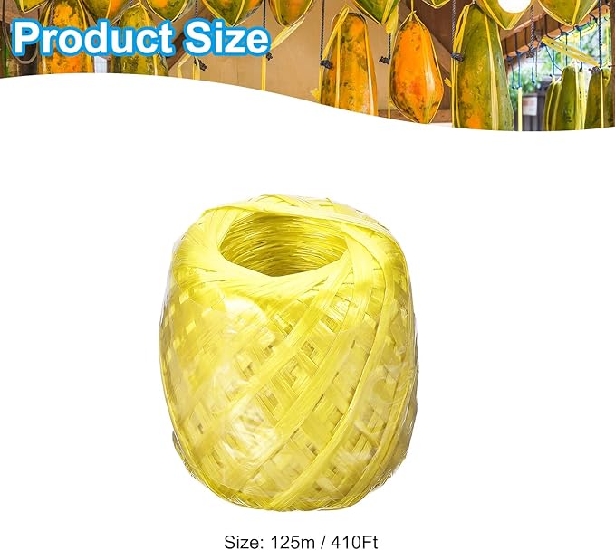 PATIKIL 125m/410Ft Polyester Nylon Plastic Rope, Twine Household Bundles Ropes Roll for Gardening Packing Crafting DIY, Yellow