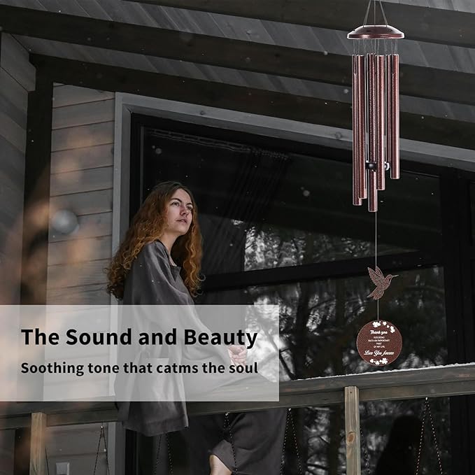 Hummingbird wind chime,37 inches, suitable for garden, patio and courtyard decoration, as a gift for bereaved, consoling, mourning and commemoration, given to loved ones who have lost their loved ones