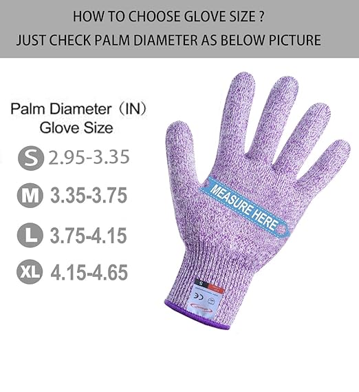 Cutting Gloves, 2 Pairs of Cut Resistant Gloves Food Grade, Cut Resistant Gloves for Kitchen, Oyster Shucking, Fish Fillet Processing, Carving Wood and Gardening(Medium-Violet)