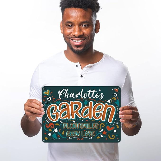 Custom Garden Signs, Personalized Sign For Garden, Mom, Her Or Girlfriend Sign, 10x14 Inches, Rust Free .040 Aluminum, Fade Resistant, Made in USA by Sigo Signs