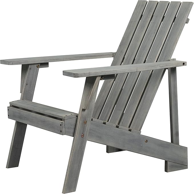 JONATHAN Y PAT1001B Irving Outdoor Patio Modern Acacia Wood Adirondack Chair for Garden, Lawn, Backyard, Pool, Deck, Beach, Firepit, Gray