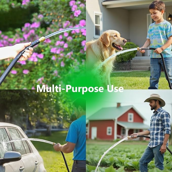 Leader Garden Hose 15ft x 3/4", Heavy Duty Short Water Hose, Male to Female Fittings, Five Layered Braiding for Durability, 1000PSI Burst, 300PSI Working (Black)