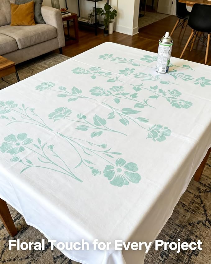7"x14" Large Flower Stencils for Painting on Walls, Reusable 5PCS Flower Stencil for Garden Fence, Floral Stencil Kit for Wood Fabrics Furniture