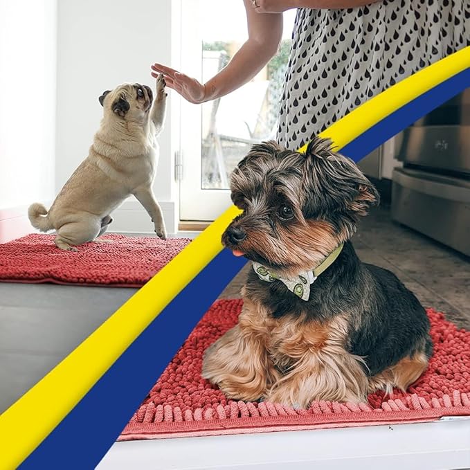 Muddy Mat® | Super Absorbent Door Mat Indoor, Microfiber Quick Dry Chenille Entryway Rug, Non-Slip Front Door Mat, Indoor Mats for Entryway, Machine Washable Pet Rug, Red 24" x 120"