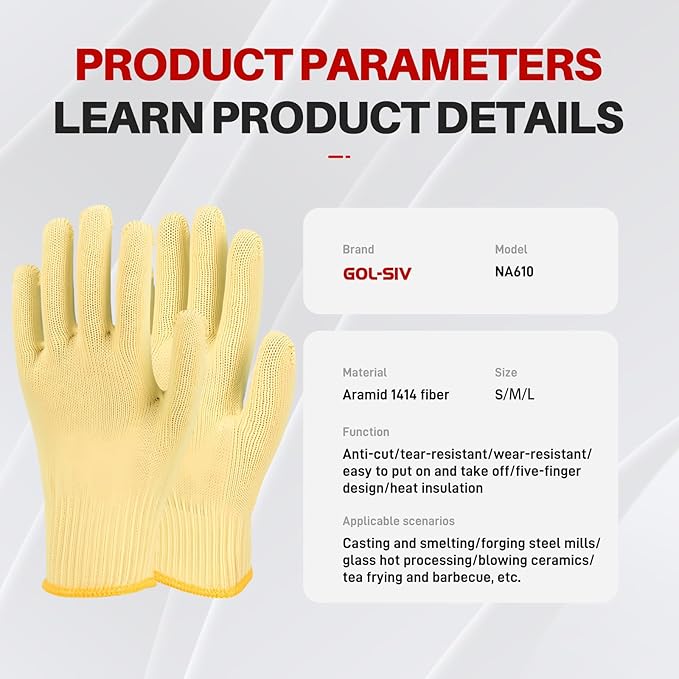Heat Cut Resistant Gloves,Kevlar Oven Gloves With Fingers,Heat Resistant Up To 550°F, Thick Knit Design,Machine Washable - Grill Mitts For Men & Women(L)
