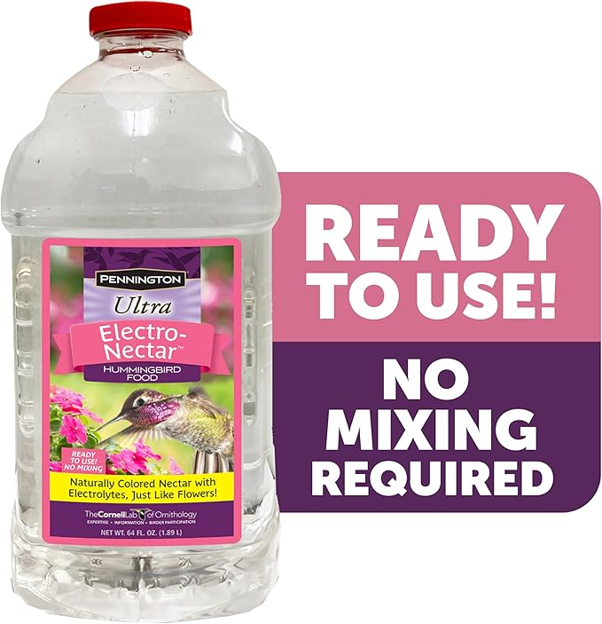 Pennington Electro-Nectar Hummingbird Nectar Ready to Use, Naturally Colored with Electrolytes, 64-oz Bottle