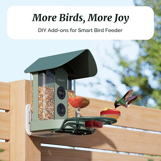 Beako™ Complete Bird Feeder Kit DIY Add-Ons Including Mini Hummingbird Feeder, 2 Fruit Holders, Jelly Feeder, Compatible with Beako™ Smart Bird Feeder with Camera to Attract More Birds