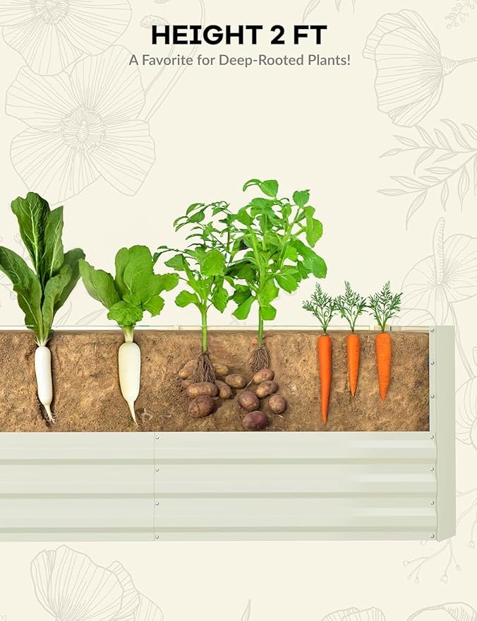 2PCS 0.5mm 8x4x2ft Galvanized Raised Garden Bed Outdoor,Rust-Resistant Raised Garden Beds for Gardening, Easy Assembly Outdoor Garden Box & Planters