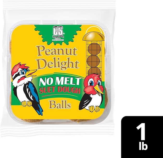 C&S Peanut Delight No Melt Dough Balls for Wild Birds Including Woodpeckers and Blue Jays, Pack of 4