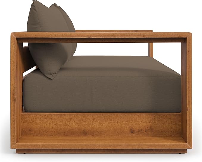 Modway Tahoe Acacia Wood Outdoor Patio Loveseat in Natural Cocoa with Weather-Resistant Cushions - Ideal as a Patio Couch, Outdoor Sofa, or Wood Couch