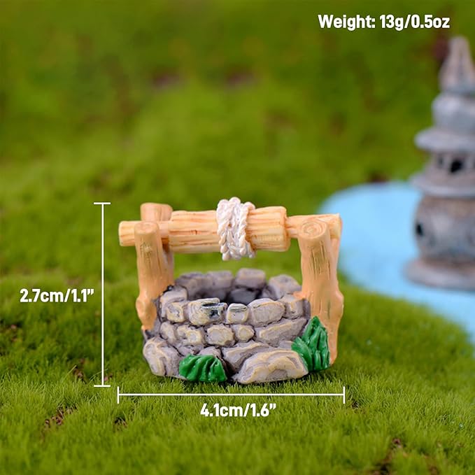 8 Pcs Fairy Garden Accessories Outdoor Resin Miniature Bridge Figurines Mini Lighthouse Tiny Water Well Micro Pond Small Lawn Ornaments Kit for DIY Craft Gift Landscape Dollhouse Succulents Home Decor
