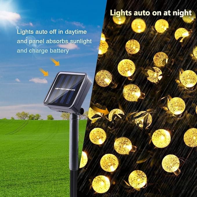 Toodour Solar String Lights Outdoor, 56ft 100 LED Globe String Lights with 8 Modes, Waterproof Solar Powered Patio Lights for Garden, Lawn, Gazebo, Porch, Yard, Wedding, Party Decor - Warm White