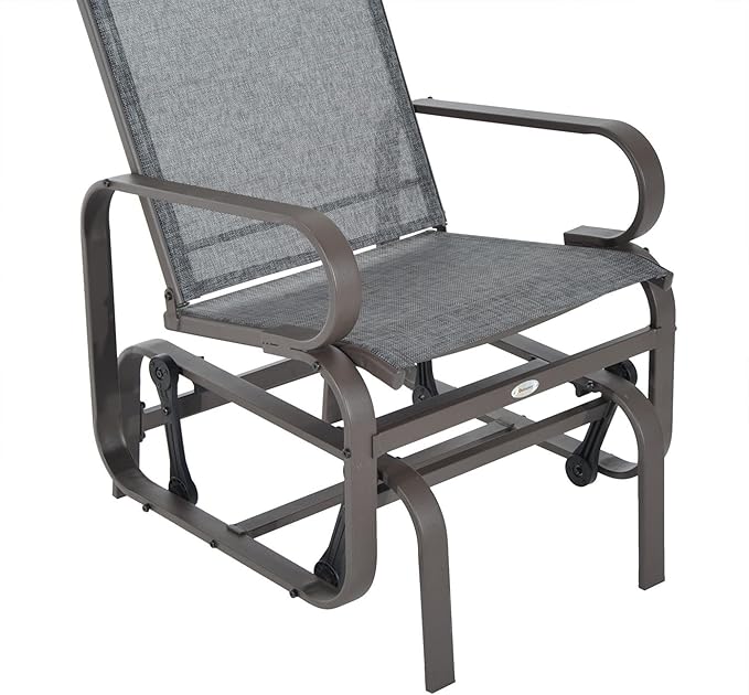 Outsunny Outdoor Glider Chair, Gliders for Outside Patio with Smooth Gliding Mechanism and Lightweight Construction for Backyard, Gray