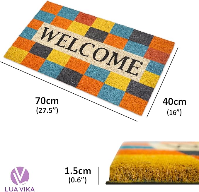Coir Door mats Outdoor - Modern Welcome - Welcome mats for Front Door - Coir Doormat Outdoor Entrance - 16''x27.5''