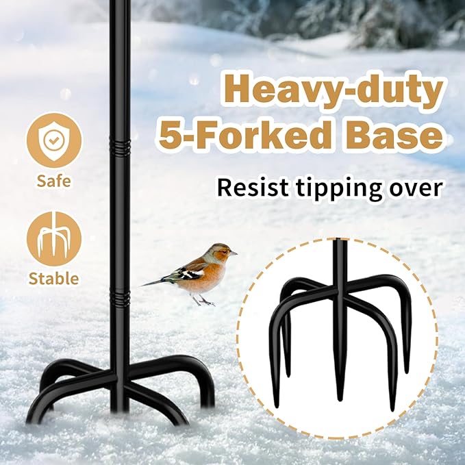 Heated Bird Bath for Outside Winter, Powerful 100W Thermostat Control Heated Bird Baths for Outdoors with 5-Prong Metal Stake, Heated Birdbath Water Heater for Garden Yard Patio Lawn (Khaki)