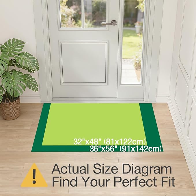LUMI Ultra Thin Indoor Door Mat for Entrance 32"x48", Non Slip Entryway Mat, Low Profile Doormat, Unique Herringbone Design Carpet for Inside, Patio, Porch, Beige